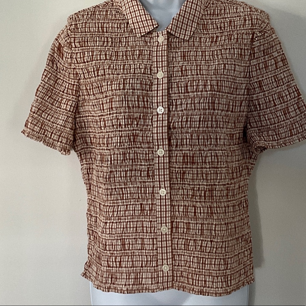 J. Crew Women's Textured Brown Button Down Shirt